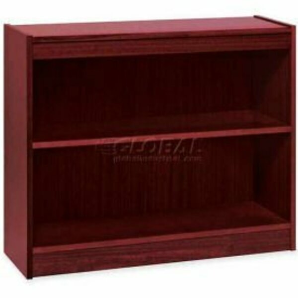 Sp Richards Lorell® 2-Shelf Panel End Hardwood Veneer Bookcase, 36"W x 12"D x 30"H, Mahogany LLR60070